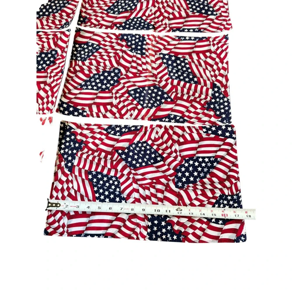 Vtg American Flag Placemats Set of 6 Patriotic Red White Blue Americana Decor